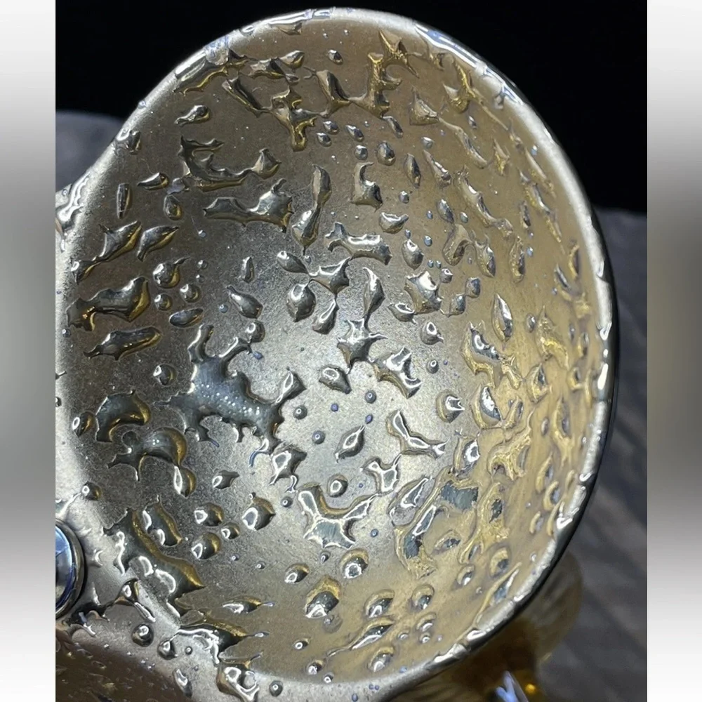 Vintage Mid-Century Weeping Bright Gold 3 Section Candy Nut Dish Tray 22k Gold